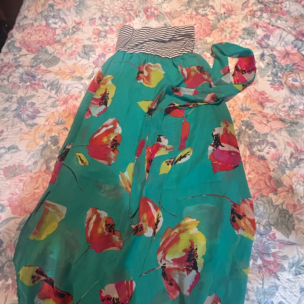 Xhilaration Teal Floral Maxi Dress